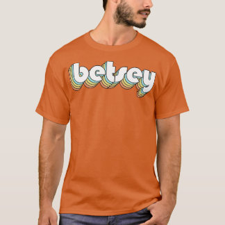 Betsey Retro Rainbow Typography Faded Style T-Shirt