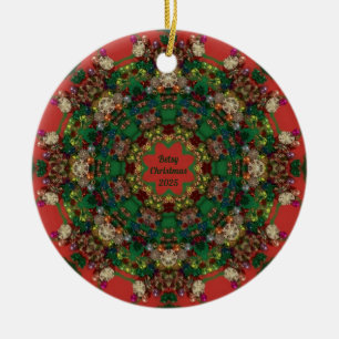 BETSY ~ CHRISTMAS Green Yellow Blue Red 2025 ~ Ceramic Tree Decoration