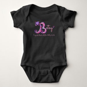 Betsy girls name & meaning B monogram baby romper Baby Bodysuit