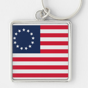 Betsy Ross 13 Stars American Flag Key Ring