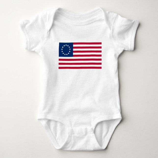 Betsy Ross American Flag Baby Bodysuit (Front)