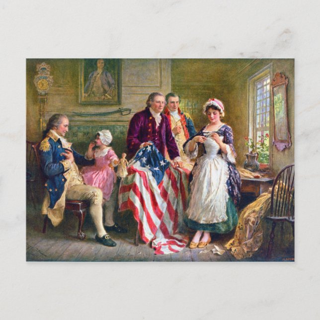Betsy Ross and the Stars and Stripes 1777 Postcard (Front)