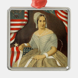Betsy Ross First American Flag Vintage Portrait US Metal Tree Decoration