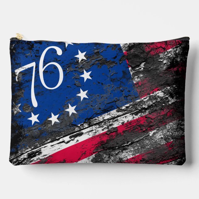 Betsy Ross Flag 1776 Patriotic 4th of July Accessory Pouch (Front)