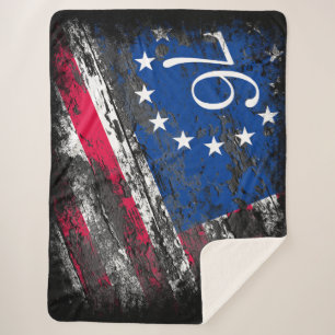 Betsy Ross Flag 1776 Patriotic 4th of July Sherpa Blanket