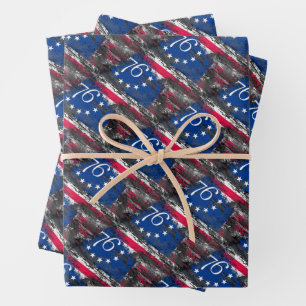 Betsy Ross Flag 1776 Patriotic 4th of July Wrapping Paper Sheet
