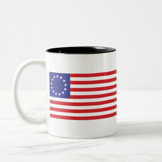 Betsy-Ross-Flag.-1776 Two-Tone Coffee Mug (Left)