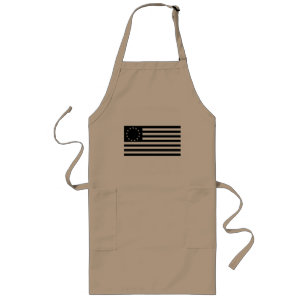 Betsy Ross Flag, Black Line Art Long Apron
