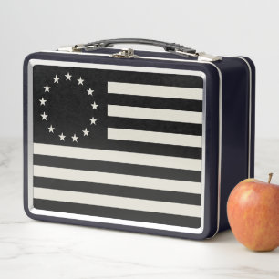 Betsy Ross Flag Blackout: American Stars Circle Metal Lunch Box
