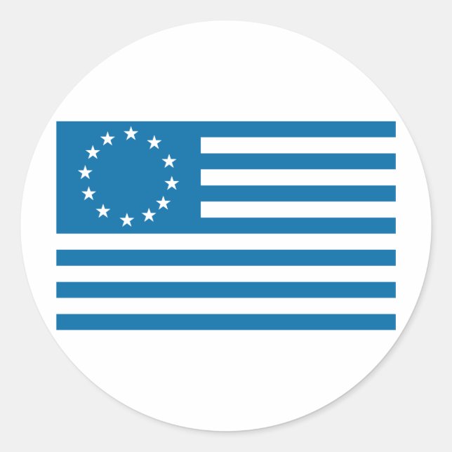 Betsy Ross Flag - Blue Classic Round Sticker (Front)
