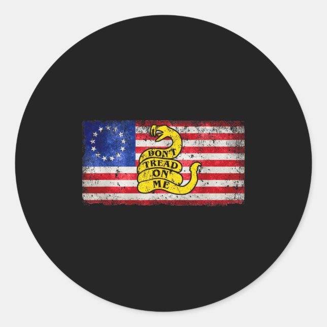 Betsy Ross Flag Dont Tread Patriotic On Me For Men Classic Round Sticker (Front)
