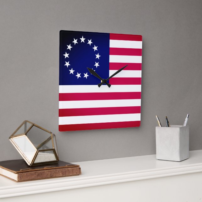 Betsy Ross Flag Square Wall Clock (Office)