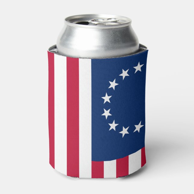 Betsy Ross Old Glory American USA Flag Can Cooler (Can Front)