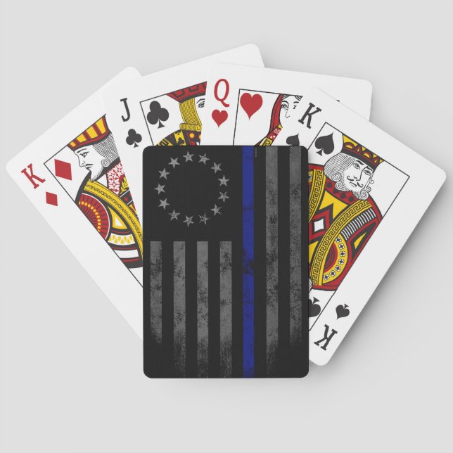 Betsy Ross Red Line American Flag Playing Cards (Back)