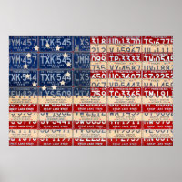 Betsy Ross Style American License Plate Flag Art