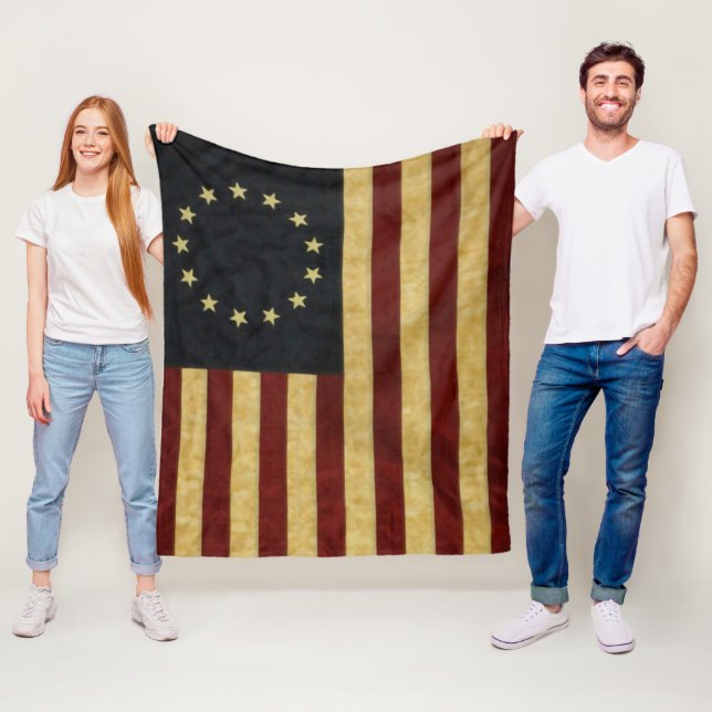 Betsy Ross USA Flag Fleece Blanket (In Situ)