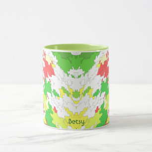 BETSY ~ White Green Red Yellow CHRISTMAS Mug
