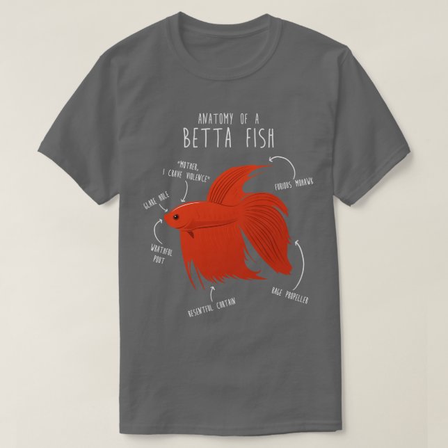 Betta Fish Anatomy T-Shirt (Design Front)
