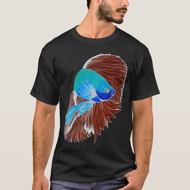 Betta Fish Art - Photo Negative Style T-Shirt (Front)