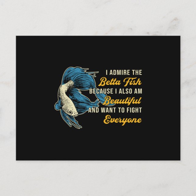 Betta Fish Because Aquarium Lover Fighting Fish Postcard (Front)