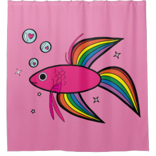 Betta Fish Blowing Heart-Filled Bubbles Shower Curtain