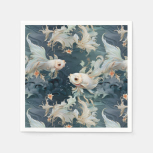 Betta Fish Blue White Napkin