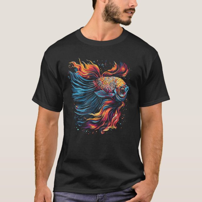 Betta Fish Cool Abstract Colourful T-Shirt (Front)