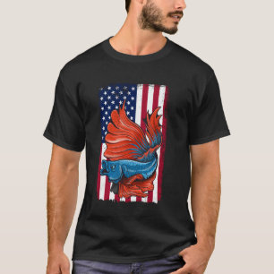 Betta Fish Lover Outfit Funny American Flag 4th Of T-Shirt