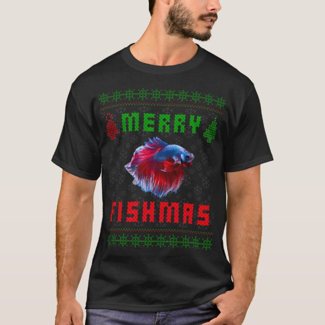 Betta Fish Siamese Fighting Fish Christmas Sweater (Front)