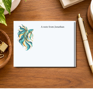 Betta Fish Turquoise Personalised Post-it Notes