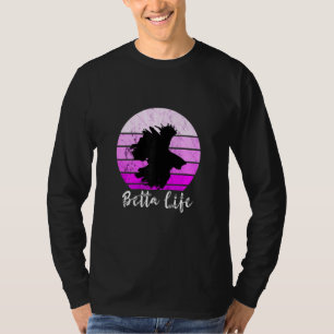 Betta Life Siamese Fighting Fish Retro Sunset Sple T-Shirt