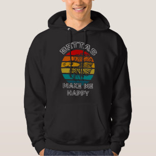 Betta Siamese Fighter Fish Make Me Happy Retro Sun Hoodie