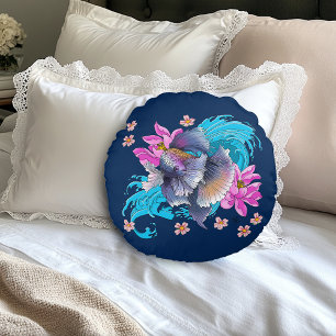 Betta Siamese Fighting Fish Round Cushion