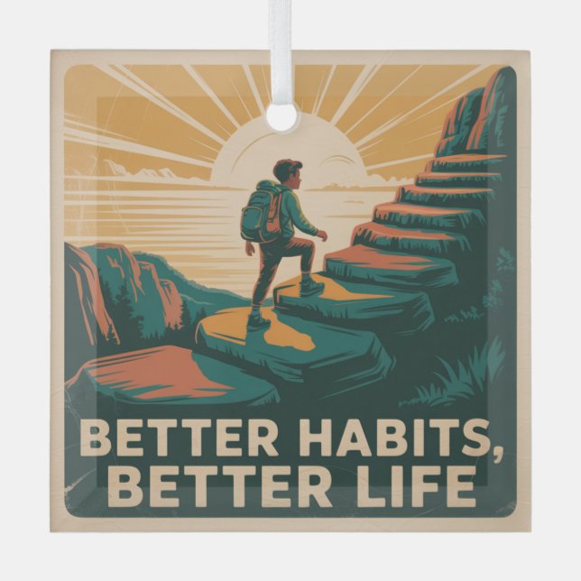 Better Habits, Better Life Glass Tree Decoration (Front)