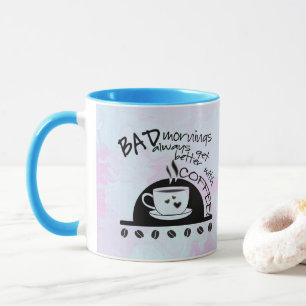 Better Mornings With Coffee Black Typography Mug