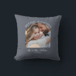 Better together arch photo wedding gift home decor cushion<br><div class="desc">Better together arch photo wedding announcement and gift pillow. Modern elegant dark blue design.</div>
