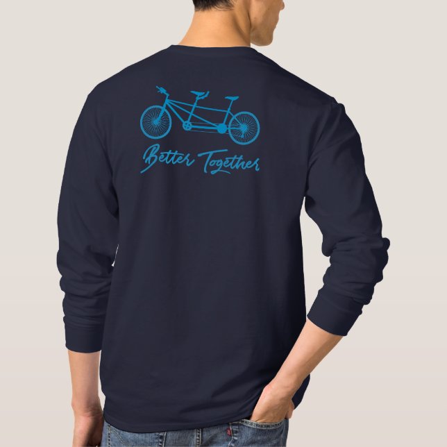 Better Together Blue Tandem Bike Love Cycling T-Shirt (Back)