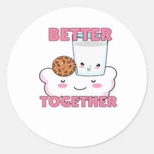 Better Together Chocolate Chip Cookie and Milk Pla Classic Round Sticker
