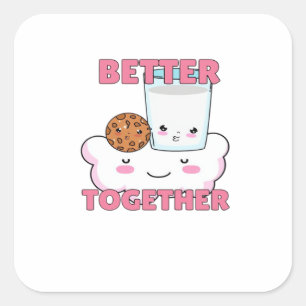 Better Together Chocolate Chip Cookie and Milk Pla Square Sticker