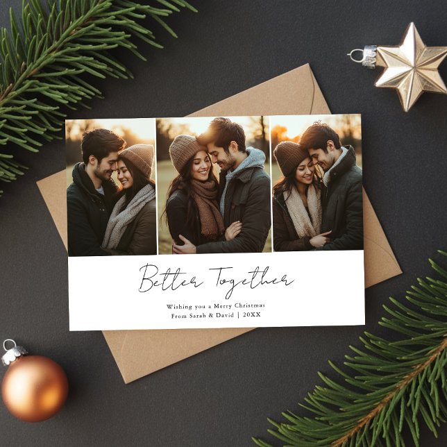 Better Together Christmas Fun Cute Photo Red  Holiday Card (Creator Uploaded)
