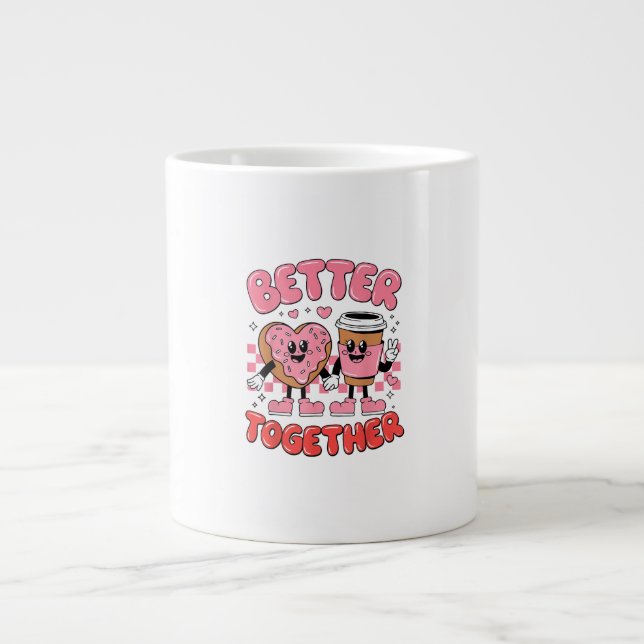 Better Together Coffee Donut Retro Groovy Style  Large Coffee Mug (Front)