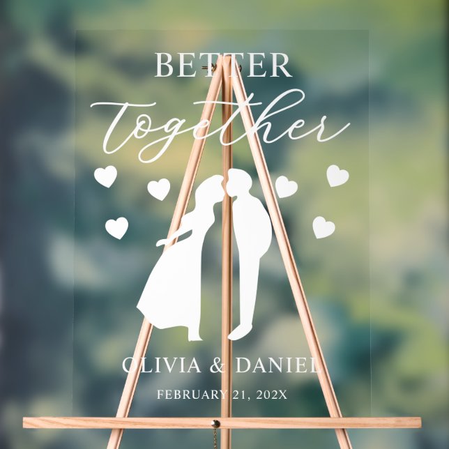 Better Together Custom Wedding Welcome Acrylic Sign (Neutral)