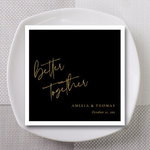 Better Together Elegant Gold Hand-Lettered Wedding Napkin