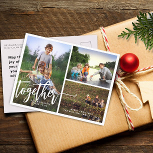 Better Together Hand Lettering Photo Collage Holiday Postcard