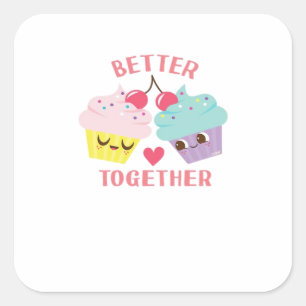 Better Together Love Heartfelt Design  Square Sticker
