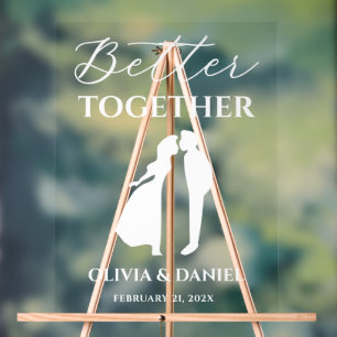 Better Together Minimal Script Wedding Welcome Acrylic Sign