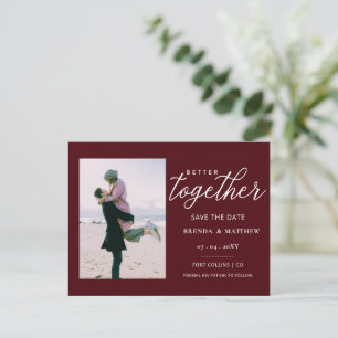 Better Together Minimalist Photo Save the Date Announcement Postcard