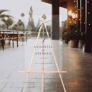 Better Together! Modern, Calligraphy, Wedding Acrylic Sign