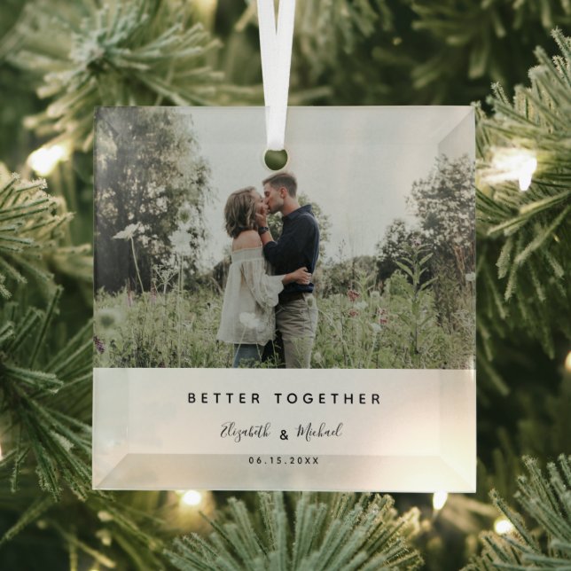 Better Together Photo Modern Elegant Simple Script Glass Tree Decoration (Insitu)