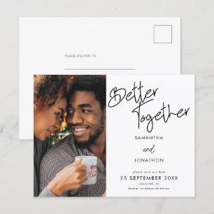 Better Together Photo Script Save The Date Announcement Postcard